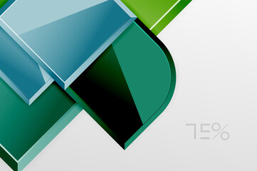 Glossy glass squares with round elements geometric composition. Abstract geometric background with 3d effect composition For Wallpaper, Banner, Background, Card, Book Illustration, landing page