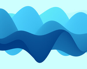 Obraz premium Blue abstract background. Realistic landscape with waves. Cover design template. 3d vector illustration.
