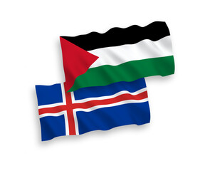 Flags of Iceland and Palestine on a white background