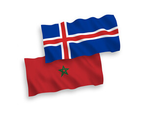 Flags of Iceland and Morocco on a white background