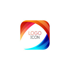 Business trendy geometric square logo design template with bright clean colors