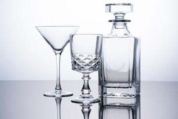 Cups and licour bottle