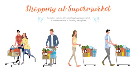 Stock Illustration: shopping, people shopping in a supermarket