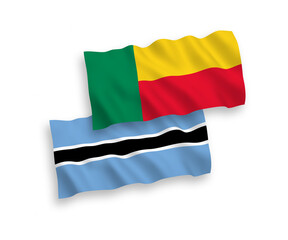 Obraz premium Flags of Botswana and Benin on a white background