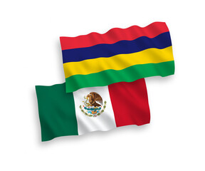 Flags of Mexico and Mauritius on a white background