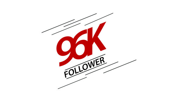 96K,96.000 Followers Thank you red and black speed line logotype for social media, internet - vector