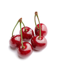 Fototapeta na wymiar Ripe sweet cherry on white background