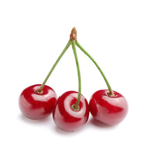 Ripe sweet cherry on white background
