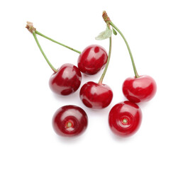Ripe sweet cherry on white background