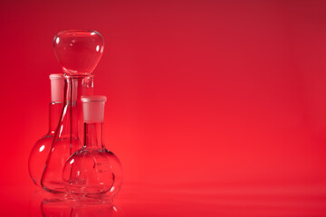 Chemical vessels. Glass flasks. Laboratory utensil.