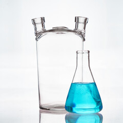 The glass bulb. Chemical flask. Chemical vessels. Glassware.