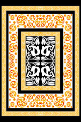 ornamental round frame on black background