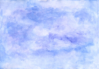 Watercolor background in blue shades in high resolution. Blank for design, printing on packaging, utensils, fabrics, textiles