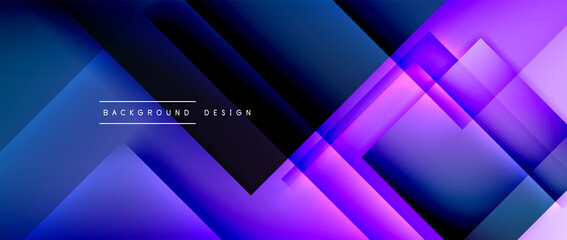 Square shapes composition, fluid gradient geometric abstract background. 3D shadow effects, modern design template