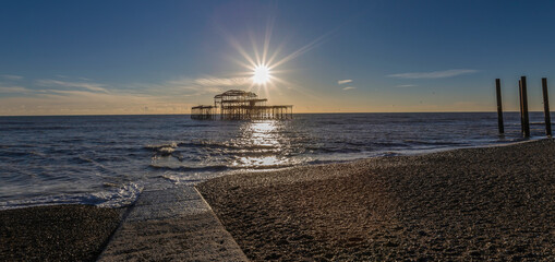 Beautiful seascape of west pier of Brighton UK