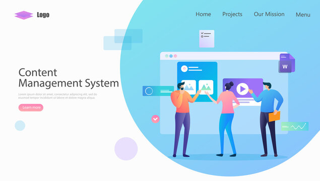 Content Management System Vector Illustration Concept, Suitable for web landing page, ui, mobile app, editorial design, flyer, banner, and other related occasion