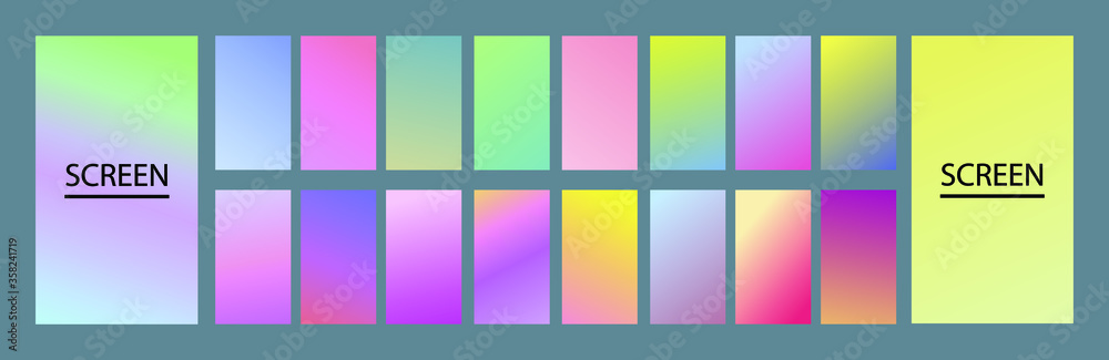 Poster soft and light set of abstract vector gradient backgrounds. colorful texture for your design. mobile