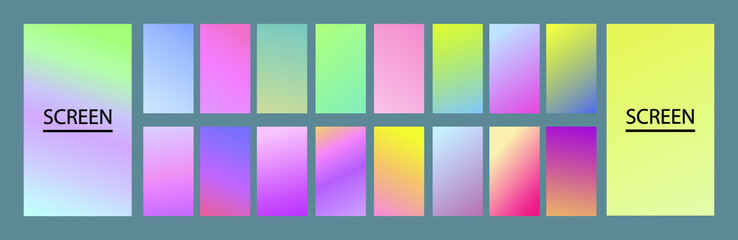 Soft and light Set of abstract vector gradient backgrounds. Colorful texture for your design. Mobile app template