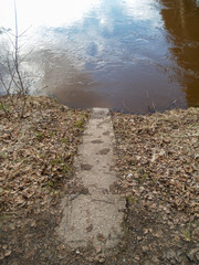 Shore stairs ending in flood water