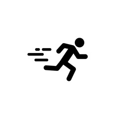 Man fast run icon. Black silhouette on isolated white background. Eps 10 vector.