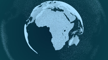 3d illustration of beautiful Earth hologram rotating in cyberspace.