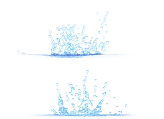 3D illustration of two side views of pretty water splash - mockup isolated on white, creative still