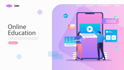 Online Education Vector Illustration Concept, Suitable for web landing page, ui, mobile app, editorial design, flyer, banner, and other related occasion