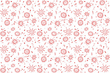 Seamless pattern bacterium virus vector illustration. Stop COVID-19. Black and white background, texture. Outline doodle