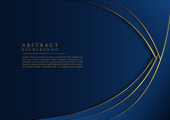 Luxury background gold metallic curve shape design blue gradient color with space for text