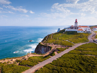 Cabo da Roca landscape with lighthouse - obrazy, fototapety, plakaty