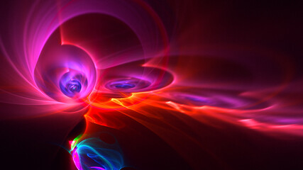 3D rendering abstract multicolor fractal light background