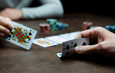 Obraz premium Street + flash grand. Poker game. All in. Poker elements.