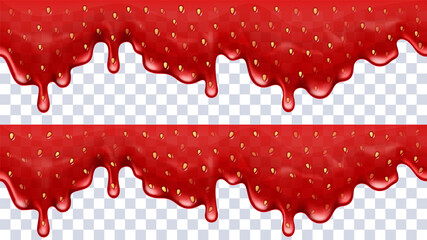 Strawberry background jam dripping. Vector illustration.