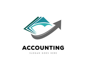 Paper document accounting logo solution arrow up logo symbol design illustration