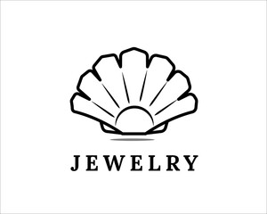 sea Shell jewelry line art logo symbol design illustration