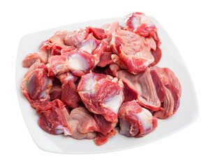 Raw chicken gizzards