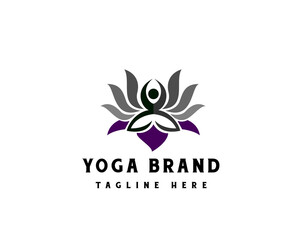 Abstract lotus yoga meditation symbol logo design illustration