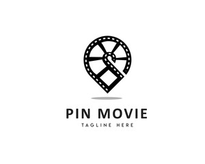Pin map film location icon symbol logo design illustration