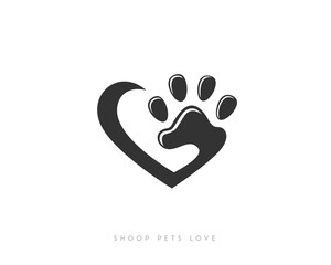 love paws print foot pets logo symbol design illustration