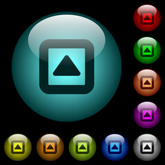 Toggle up icons in color illuminated glass buttons