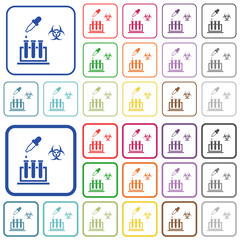 Biological experiment outlined flat color icons