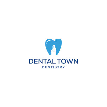 Creative Modern dental sign with town Real Estate Property and Construction Logo design