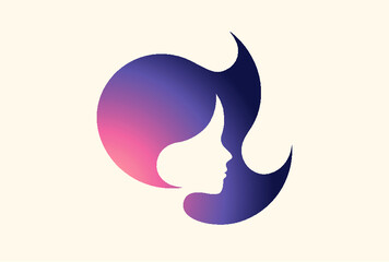 Beauty Women. Hair Spa logo concept. Silhouette face.