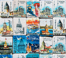 Different magnets with istanbul photos.