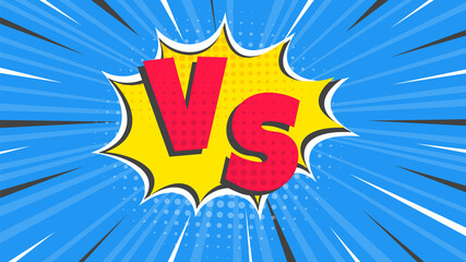Versus screen flat style design vector illustration. Fight screen for battle or gaming. Red versus blue. Fight.