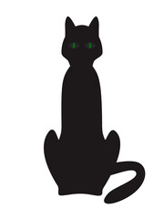 Vector illustration black cat silhouette on a white background