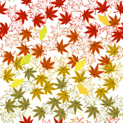 鮮やかな秋を彩る紅葉と銀杏のシームレスリピート背景素材