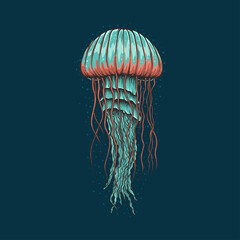 Hand drawing vintage jellyfish vector illustration © Ridho