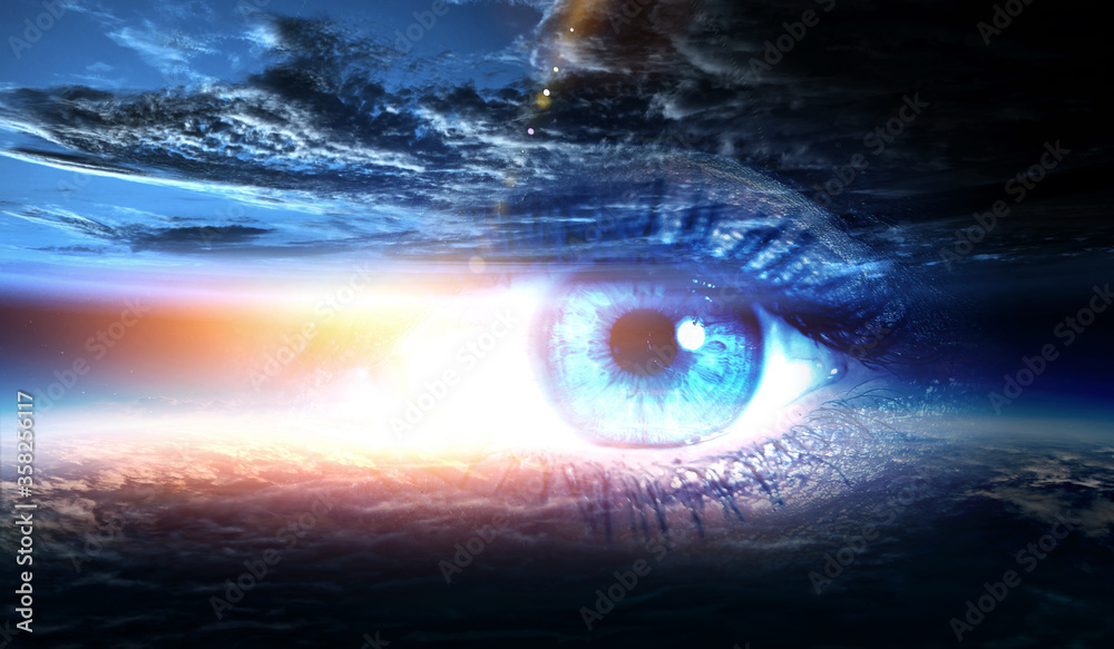 Wall mural human eye and space. elements of this image furnished by nasa.