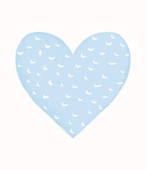 Abstract Watercolor Style Vector Valentine's Day Card. Blue Spotted Heart Isolated on an Off-White Background. Simple Creative Love Symbol Design. No Text
